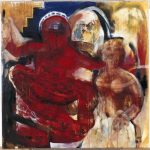 Red God and Gopi, 1993.Akryl og olie på lærred, 96x96 cm.