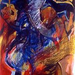 The Ganish Night Ride, 1993.Akryl og olie på lærred, 177x110 cm.