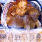 Grigorius & kvinde II, 2001.Olie og tjære på lærred,  69x65 cm.